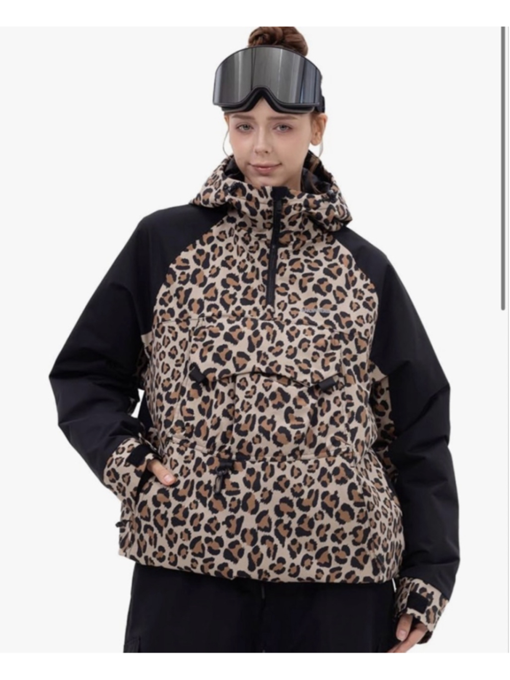 NEW SNOWVERB Baggy Anorak Snowboard Jacket Waterproof Half Zip Ski Jacket Camo L
